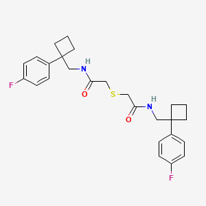 molecular formula C26H30F2N2O2S B7562452 N-[[1-(4-fluorophenyl)cyclobutyl]methyl]-2-[2-[[1-(4-fluorophenyl)cyclobutyl]methylamino]-2-oxoethyl]sulfanylacetamide 