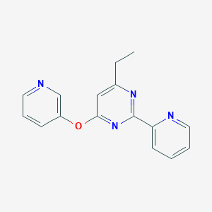 molecular formula C16H14N4O B7562491 4-Ethyl-2-pyridin-2-yl-6-pyridin-3-yloxypyrimidine 