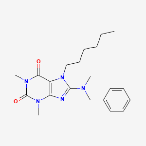 molecular formula C21H29N5O2 B7562497 8-[benzyl(methyl)amino]-7-hexyl-1,3-dimethyl-3,7-dihydro-1H-purine-2,6-dione 