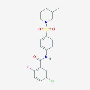 molecular formula C19H20ClFN2O3S B7562508 5-chloro-2-fluoro-N-[4-(3-methylpiperidin-1-yl)sulfonylphenyl]benzamide 