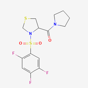molecular formula C14H15F3N2O3S2 B7562532 Pyrrolidin-1-yl-[3-(2,4,5-trifluorophenyl)sulfonyl-1,3-thiazolidin-4-yl]methanone 