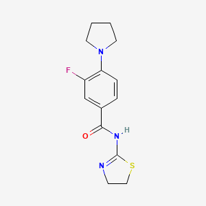 molecular formula C14H16FN3OS B7562540 N-(4,5-dihydro-1,3-thiazol-2-yl)-3-fluoro-4-pyrrolidin-1-ylbenzamide 