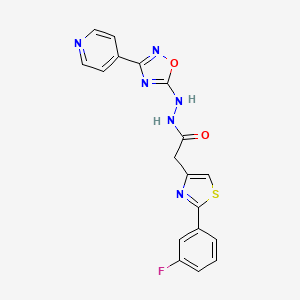 molecular formula C18H13FN6O2S B7562551 2-[2-(3-fluorophenyl)-1,3-thiazol-4-yl]-N'-(3-pyridin-4-yl-1,2,4-oxadiazol-5-yl)acetohydrazide 