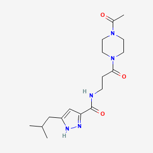 molecular formula C17H27N5O3 B7562573 N-[3-(4-acetylpiperazin-1-yl)-3-oxopropyl]-5-(2-methylpropyl)-1H-pyrazole-3-carboxamide 