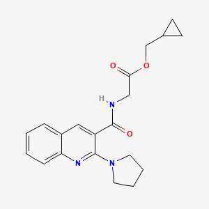 molecular formula C20H23N3O3 B7562599 Cyclopropylmethyl 2-[(2-pyrrolidin-1-ylquinoline-3-carbonyl)amino]acetate 