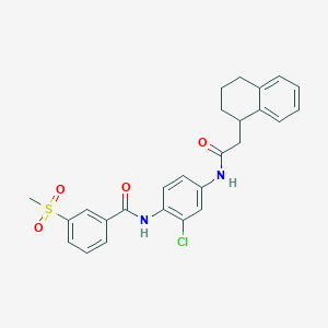 molecular formula C26H25ClN2O4S B7562623 N-[2-chloro-4-[[2-(1,2,3,4-tetrahydronaphthalen-1-yl)acetyl]amino]phenyl]-3-methylsulfonylbenzamide 