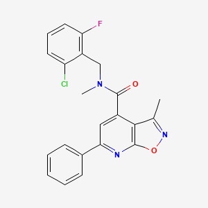 molecular formula C22H17ClFN3O2 B7562701 N-[(2-chloro-6-fluorophenyl)methyl]-N,3-dimethyl-6-phenyl-[1,2]oxazolo[5,4-b]pyridine-4-carboxamide 