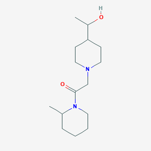molecular formula C15H28N2O2 B7562741 2-[4-(1-Hydroxyethyl)piperidin-1-yl]-1-(2-methylpiperidin-1-yl)ethanone 
