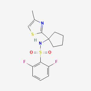 molecular formula C15H16F2N2O2S2 B7562788 2,6-difluoro-N-[1-(4-methyl-1,3-thiazol-2-yl)cyclopentyl]benzenesulfonamide 
