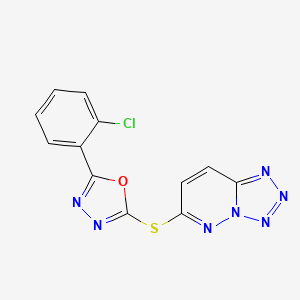 molecular formula C12H6ClN7OS B7562793 2-(2-Chlorophenyl)-5-(tetrazolo[1,5-b]pyridazin-6-ylsulfanyl)-1,3,4-oxadiazole 