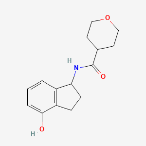 molecular formula C15H19NO3 B7562800 N-(4-hydroxy-2,3-dihydro-1H-inden-1-yl)oxane-4-carboxamide 