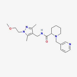 N-[[1-(2-methoxyethyl)-3,5-dimethylpyrazol-4-yl]methyl]-1-(pyridin-3-ylmethyl)piperidine-2-carboxamide