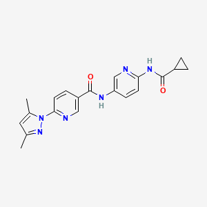 molecular formula C20H20N6O2 B7562819 N-[6-(cyclopropanecarbonylamino)pyridin-3-yl]-6-(3,5-dimethylpyrazol-1-yl)pyridine-3-carboxamide 