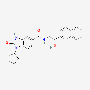 molecular formula C25H25N3O3 B7562979 1-cyclopentyl-N-(2-hydroxy-2-naphthalen-2-ylethyl)-2-oxo-3H-benzimidazole-5-carboxamide 