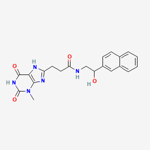 molecular formula C21H21N5O4 B7562998 N-(2-hydroxy-2-naphthalen-2-ylethyl)-3-(3-methyl-2,6-dioxo-7H-purin-8-yl)propanamide 
