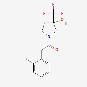 molecular formula C14H16F3NO2 B7563000 1-[3-Hydroxy-3-(trifluoromethyl)pyrrolidin-1-yl]-2-(2-methylphenyl)ethanone 