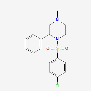 molecular formula C17H19ClN2O2S B7563105 1-(4-Chlorophenyl)sulfonyl-4-methyl-2-phenylpiperazine 