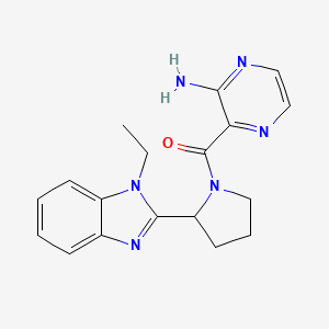 molecular formula C18H20N6O B7563122 (3-Aminopyrazin-2-yl)-[2-(1-ethylbenzimidazol-2-yl)pyrrolidin-1-yl]methanone 
