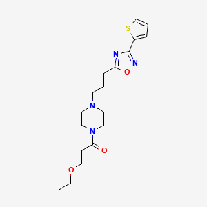 3-Ethoxy-1-[4-[3-(3-thiophen-2-yl-1,2,4-oxadiazol-5-yl)propyl]piperazin-1-yl]propan-1-one