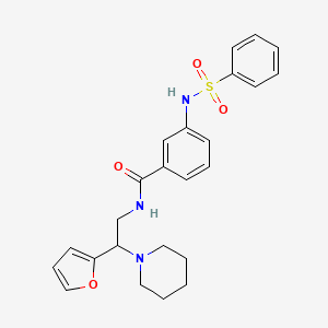 molecular formula C24H27N3O4S B7563241 3-(benzenesulfonamido)-N-[2-(furan-2-yl)-2-piperidin-1-ylethyl]benzamide 