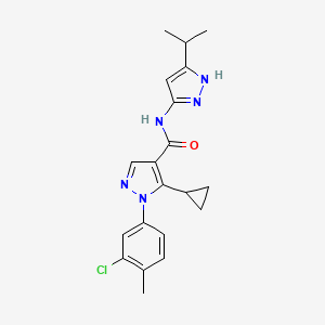 1-(3-chloro-4-methylphenyl)-5-cyclopropyl-N-(5-propan-2-yl-1H-pyrazol-3-yl)pyrazole-4-carboxamide