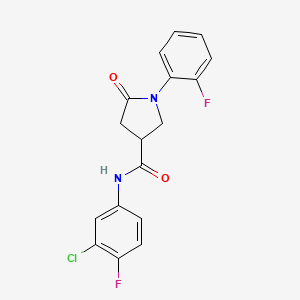 molecular formula C17H13ClF2N2O2 B7563278 N-(3-chloro-4-fluorophenyl)-1-(2-fluorophenyl)-5-oxopyrrolidine-3-carboxamide 