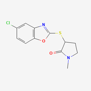 molecular formula C12H11ClN2O2S B7563327 3-[(5-Chloro-1,3-benzoxazol-2-yl)sulfanyl]-1-methylpyrrolidin-2-one 