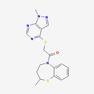 1-(2-methyl-3,4-dihydro-2H-1,5-benzothiazepin-5-yl)-2-(1-methylpyrazolo[3,4-d]pyrimidin-4-yl)sulfanylethanone