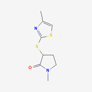 molecular formula C9H12N2OS2 B7563350 1-Methyl-3-[(4-methyl-1,3-thiazol-2-yl)sulfanyl]pyrrolidin-2-one 