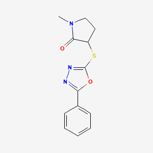 1-Methyl-3-[(5-phenyl-1,3,4-oxadiazol-2-yl)sulfanyl]pyrrolidin-2-one