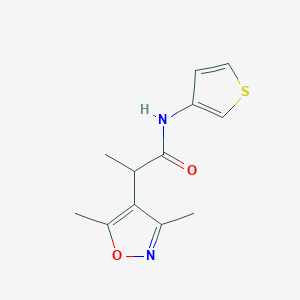 molecular formula C12H14N2O2S B7563399 2-(3,5-dimethyl-1,2-oxazol-4-yl)-N-thiophen-3-ylpropanamide 