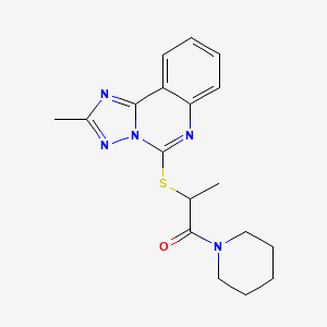 molecular formula C18H21N5OS B7563461 2-[(2-Methyl-[1,2,4]triazolo[1,5-c]quinazolin-5-yl)sulfanyl]-1-piperidin-1-ylpropan-1-one 
