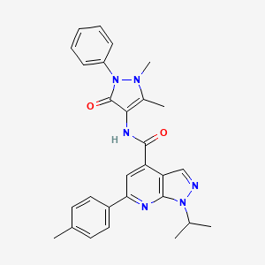 N-(1,5-dimethyl-3-oxo-2-phenylpyrazol-4-yl)-6-(4-methylphenyl)-1-propan-2-ylpyrazolo[3,4-b]pyridine-4-carboxamide