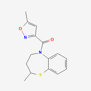 molecular formula C15H16N2O2S B7563475 (2-methyl-3,4-dihydro-2H-1,5-benzothiazepin-5-yl)-(5-methyl-1,2-oxazol-3-yl)methanone 