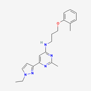 molecular formula C20H25N5O B7563523 6-(1-ethylpyrazol-3-yl)-2-methyl-N-[3-(2-methylphenoxy)propyl]pyrimidin-4-amine 