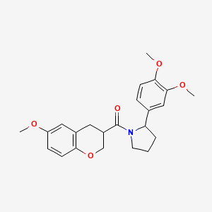 molecular formula C23H27NO5 B7563527 [2-(3,4-dimethoxyphenyl)pyrrolidin-1-yl]-(6-methoxy-3,4-dihydro-2H-chromen-3-yl)methanone 