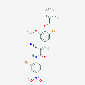 molecular formula C26H21Br2N3O5 B7563558 (E)-3-[3-bromo-5-ethoxy-4-[(2-methylphenyl)methoxy]phenyl]-N-(2-bromo-4-nitrophenyl)-2-cyanoprop-2-enamide 