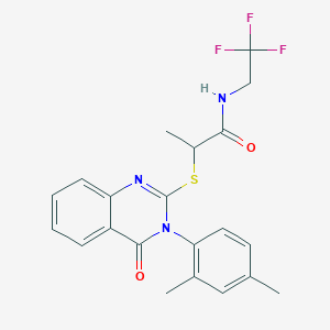 molecular formula C21H20F3N3O2S B7563574 2-[3-(2,4-dimethylphenyl)-4-oxoquinazolin-2-yl]sulfanyl-N-(2,2,2-trifluoroethyl)propanamide 