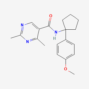 molecular formula C19H23N3O2 B7563614 N-[1-(4-methoxyphenyl)cyclopentyl]-2,4-dimethylpyrimidine-5-carboxamide 