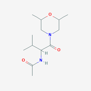 molecular formula C13H24N2O3 B7563637 N-[1-(2,6-dimethylmorpholin-4-yl)-3-methyl-1-oxobutan-2-yl]acetamide 