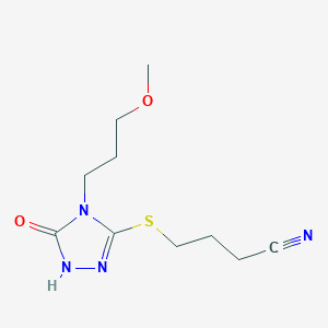 molecular formula C10H16N4O2S B7563640 4-[[4-(3-methoxypropyl)-5-oxo-1H-1,2,4-triazol-3-yl]sulfanyl]butanenitrile 