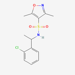 molecular formula C13H15ClN2O3S B7563662 N-[1-(2-chlorophenyl)ethyl]-3,5-dimethyl-1,2-oxazole-4-sulfonamide 