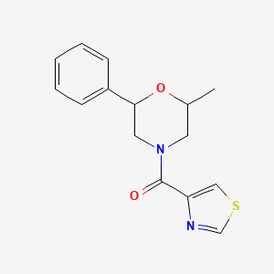 molecular formula C15H16N2O2S B7563683 (2-Methyl-6-phenylmorpholin-4-yl)-(1,3-thiazol-4-yl)methanone 