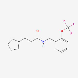 molecular formula C16H20F3NO2 B7563687 3-cyclopentyl-N-[[2-(trifluoromethoxy)phenyl]methyl]propanamide 