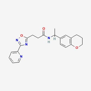 molecular formula C21H22N4O3 B7563697 N-[1-(3,4-dihydro-2H-chromen-6-yl)ethyl]-3-(3-pyridin-2-yl-1,2,4-oxadiazol-5-yl)propanamide 
