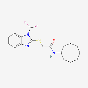 molecular formula C18H23F2N3OS B7563709 N-cyclooctyl-2-[1-(difluoromethyl)benzimidazol-2-yl]sulfanylacetamide 