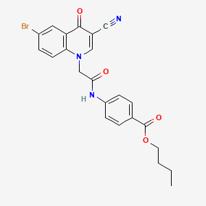 molecular formula C23H20BrN3O4 B7563766 Butyl 4-[[2-(6-bromo-3-cyano-4-oxoquinolin-1-yl)acetyl]amino]benzoate 