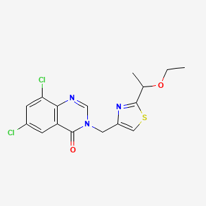 molecular formula C16H15Cl2N3O2S B7563811 6,8-Dichloro-3-[[2-(1-ethoxyethyl)-1,3-thiazol-4-yl]methyl]quinazolin-4-one 