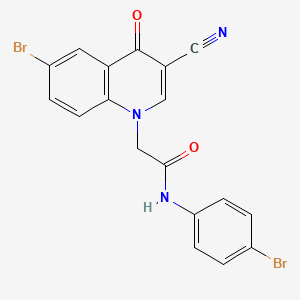 molecular formula C18H11Br2N3O2 B7563812 2-(6-bromo-3-cyano-4-oxoquinolin-1-yl)-N-(4-bromophenyl)acetamide 