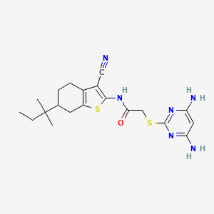 N-[3-cyano-6-(2-methylbutan-2-yl)-4,5,6,7-tetrahydro-1-benzothiophen-2-yl]-2-(4,6-diaminopyrimidin-2-yl)sulfanylacetamide